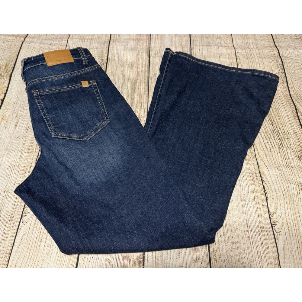 Wmns Sterling & Stitch Jeans 30 X 32 Blue Flare Denim Stretch Casual GTubI